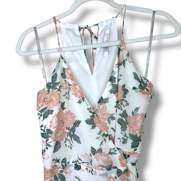 Lovers + Friends x Revolve NWOT Pink Floral Flutter Wrap Tie Mini Dress Small - Picture 4 of 9